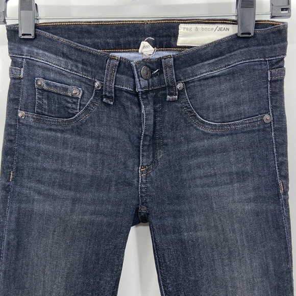 RAG & BONE Mid-Rise Skinny Black Rae Dark Wash Cotton Blend Jeans Size 25 - Picture 7 of 11